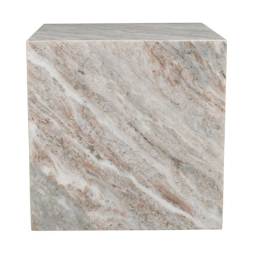 Felix 15" Contemporary Natural Marble Handmade Cube End Table - JONATHAN Y
